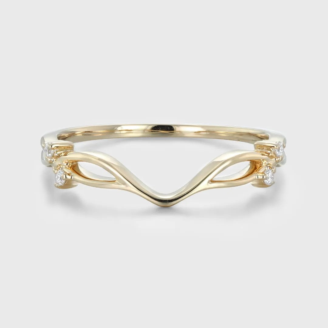 The Elira Ring - Diamond Accent Wave Contour Ring