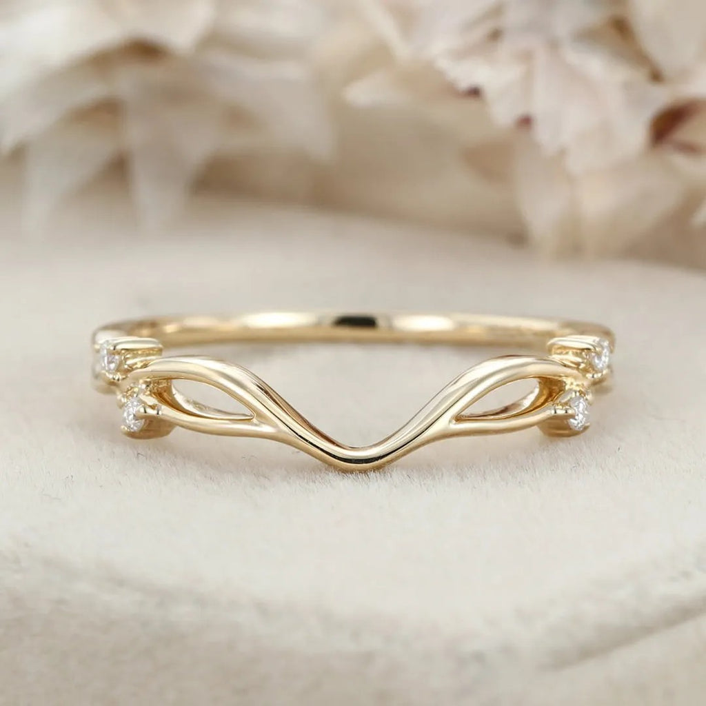 The Elira Ring - Diamond Accent Wave Contour Ring