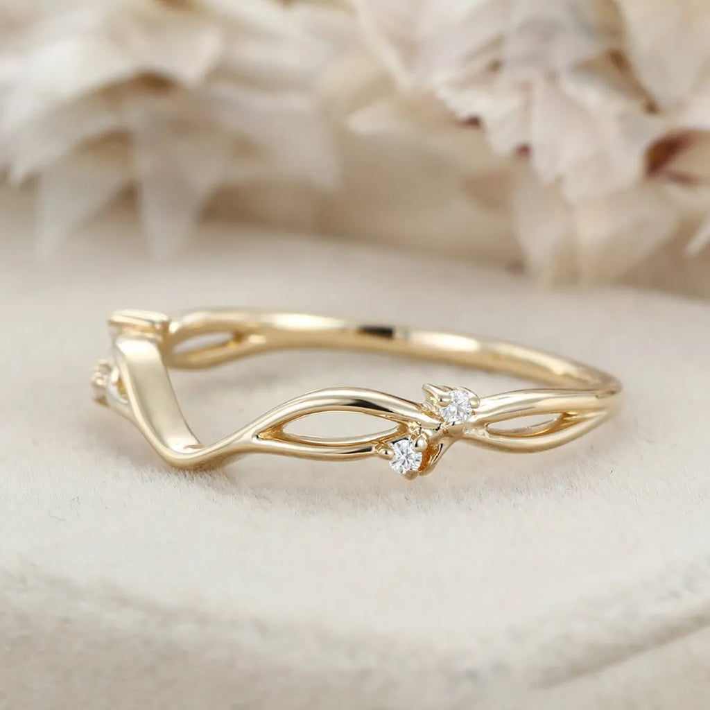 The Elira Ring - Diamond Accent Wave Contour Ring