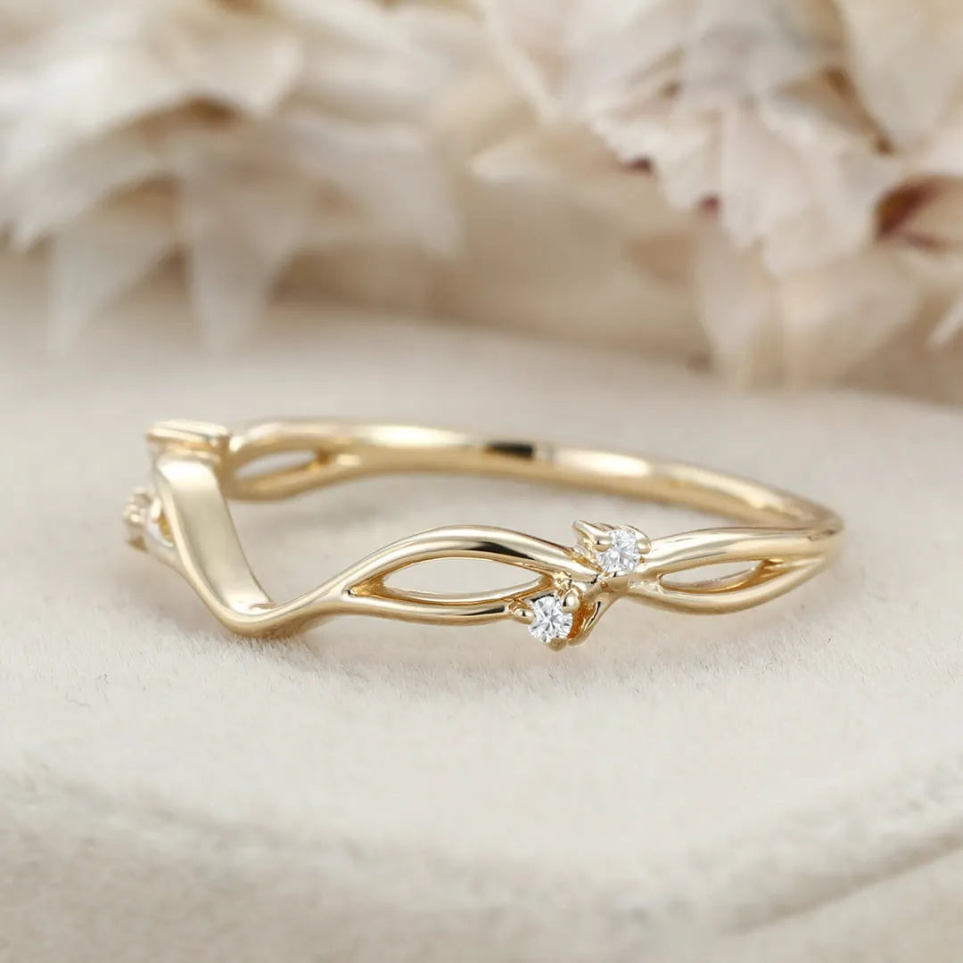 The Elira Ring - Diamond Accent Wave Contour Ring