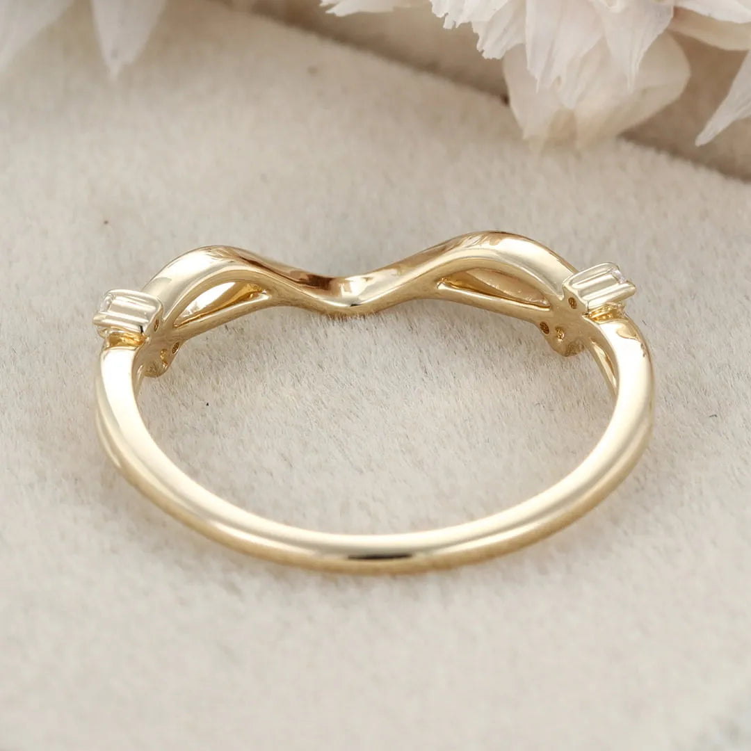 The Elira Ring - Diamond Accent Wave Contour Ring