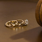 The Elise Bridal Set - Round Solitaire Ring with Plain Wedding Band