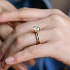 The Elise Bridal Set - Round Solitaire Ring with Plain Wedding Band