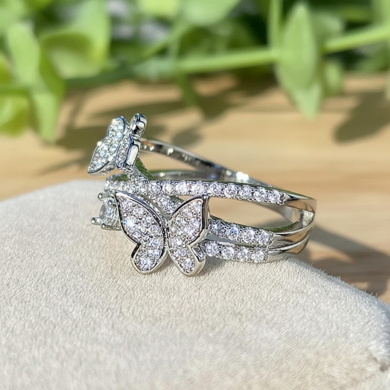 The Elyra Ring - Diamond Butterfly Stack Ring