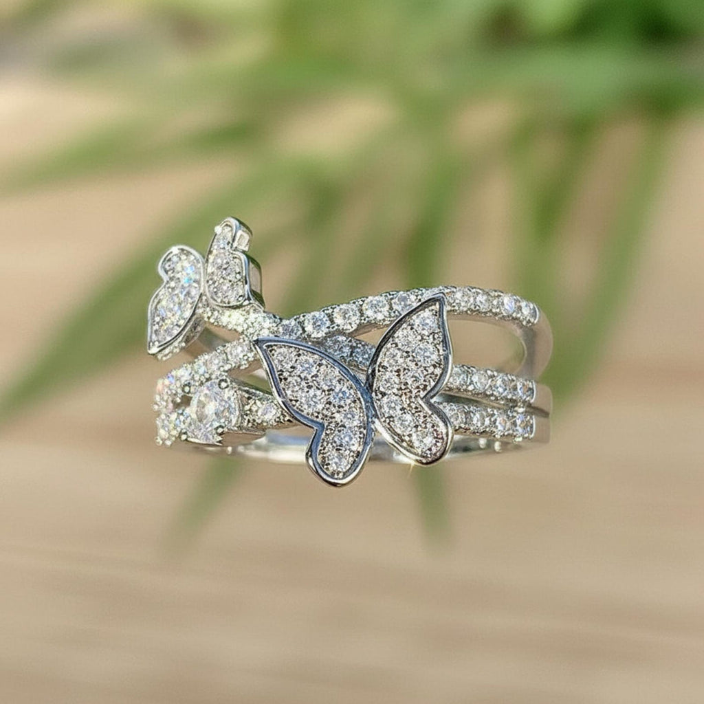 The Elyra Ring - Diamond Butterfly Stack Ring