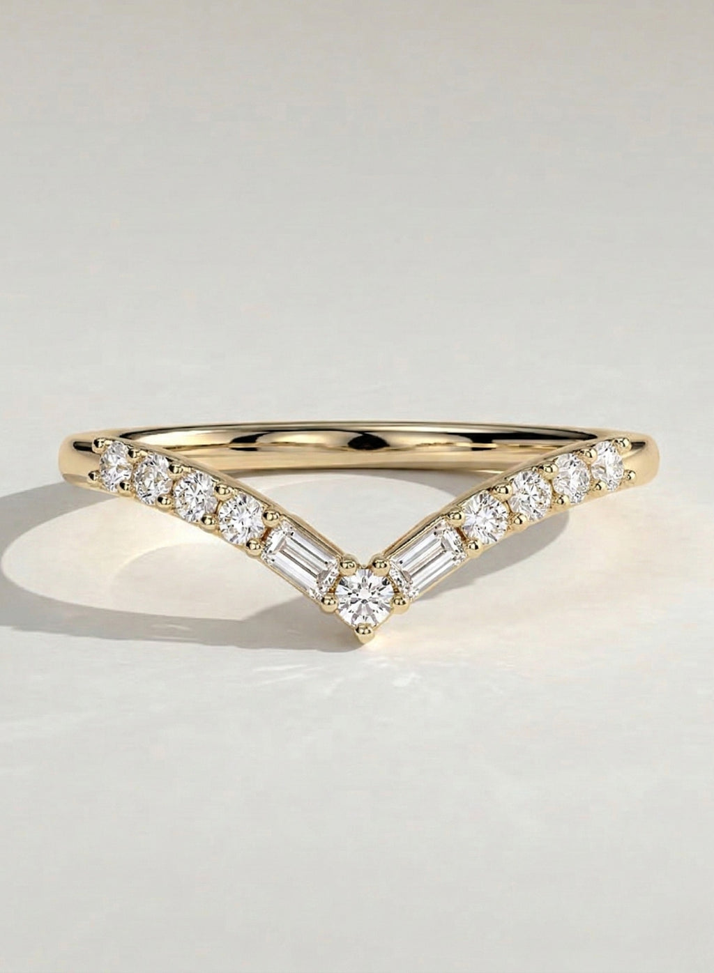 The Emmy Band - Baguette and Round Chevron Band in Silver