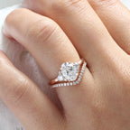 The Evelina Bridal Set - Oval Three Stone Diamond Ring with Contour Band