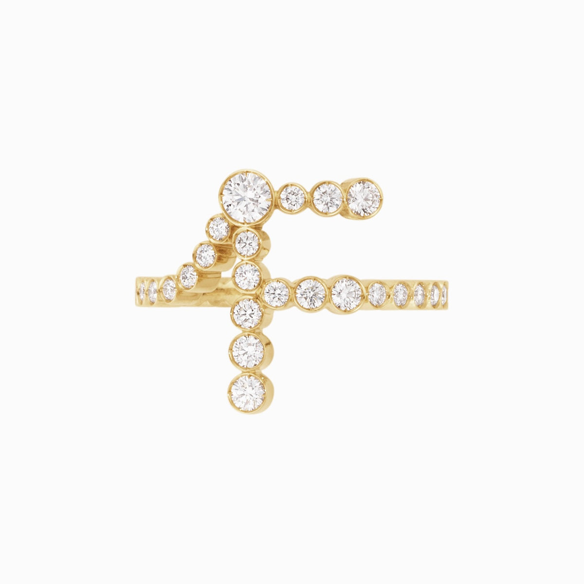 The F Initial Ring - Diamond Bezel Letter Ring