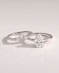 The Fiora Bridal Set - Pear Diamond Ring with Marquise Leaf Wedding Band