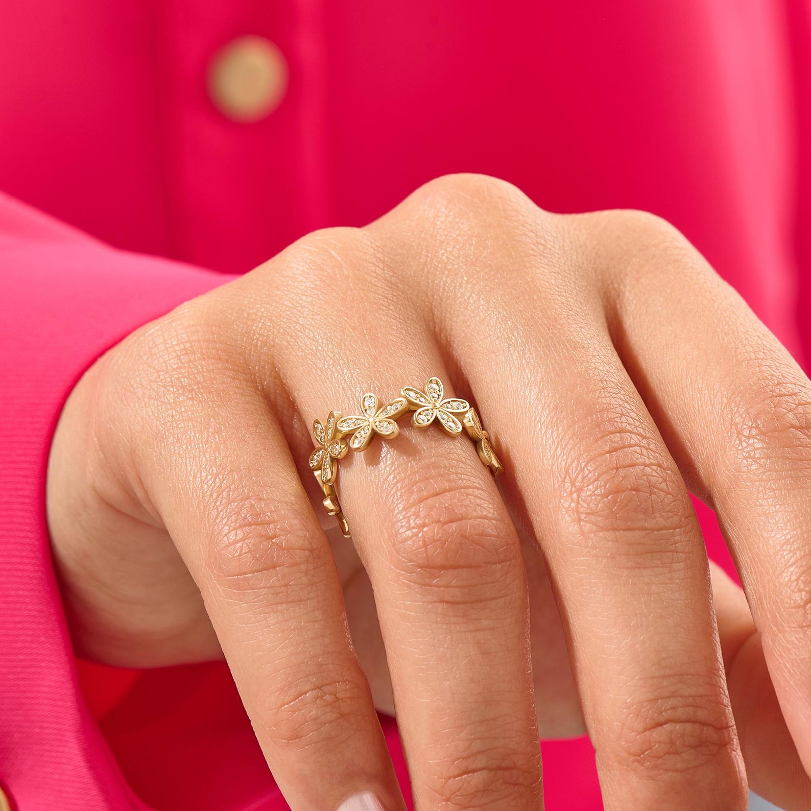 The Florea Ring - Diamond Floral Band