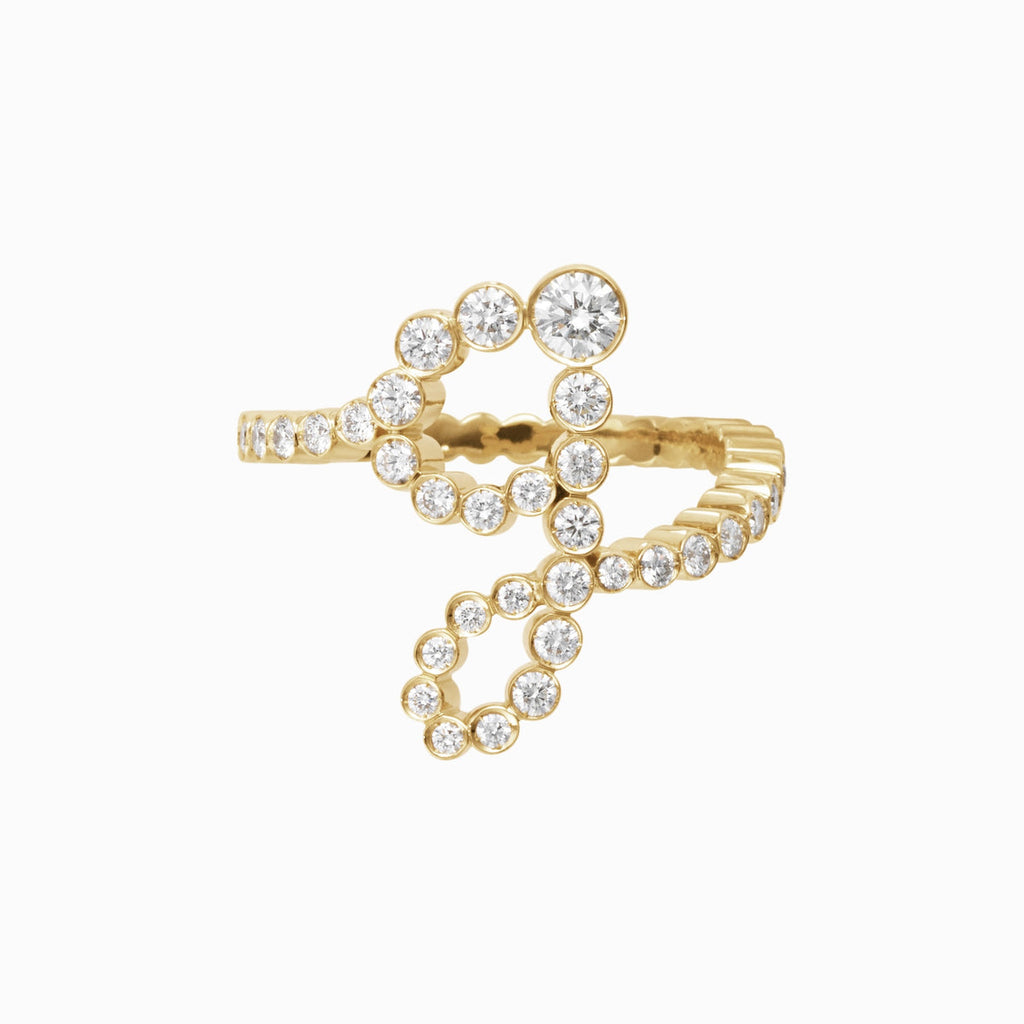 The G Initial Ring - Diamond Bezel Letter Ring