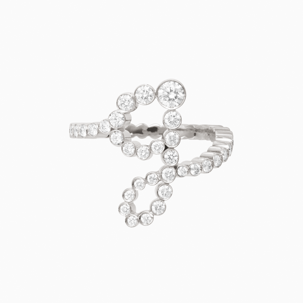 The G Initial Ring - Diamond Bezel Letter Ring