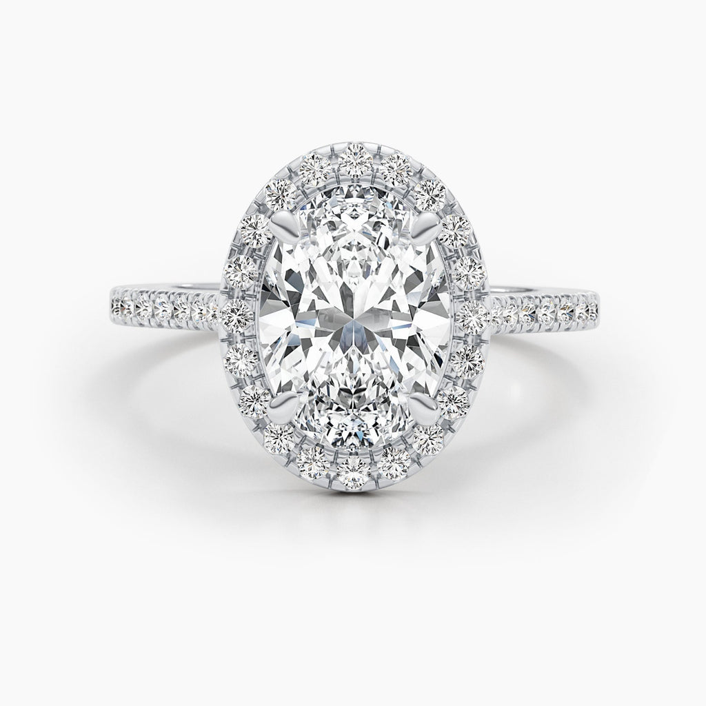 The Halo Glow Ring - Oval Halo Pave Diamond Ring
