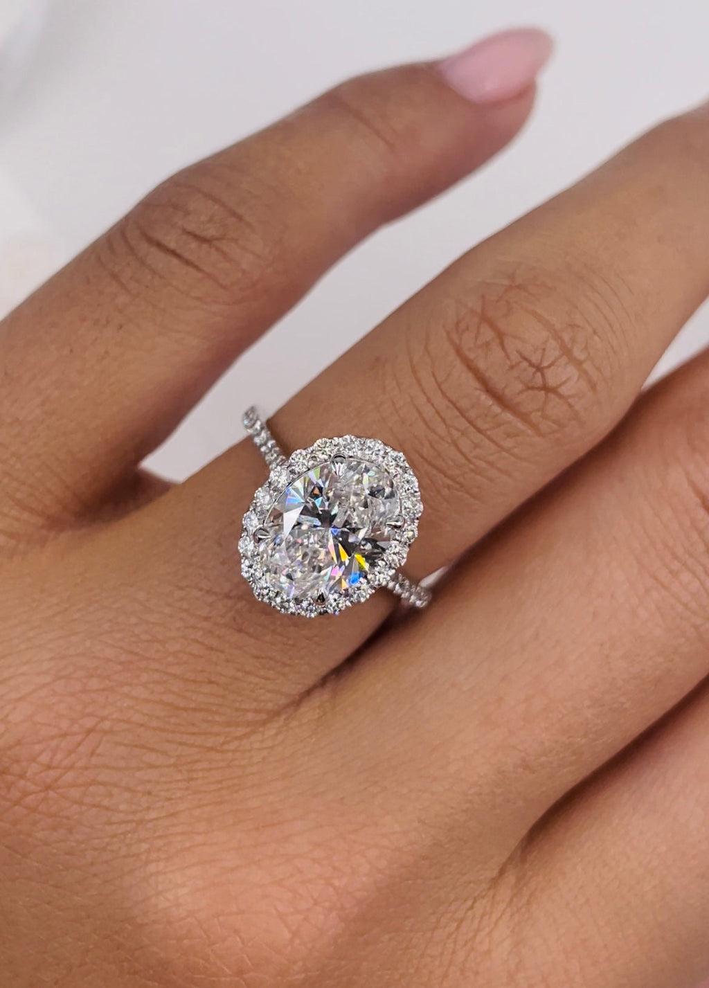 The Halo Glow Ring - Oval Halo Pave Diamond Ring