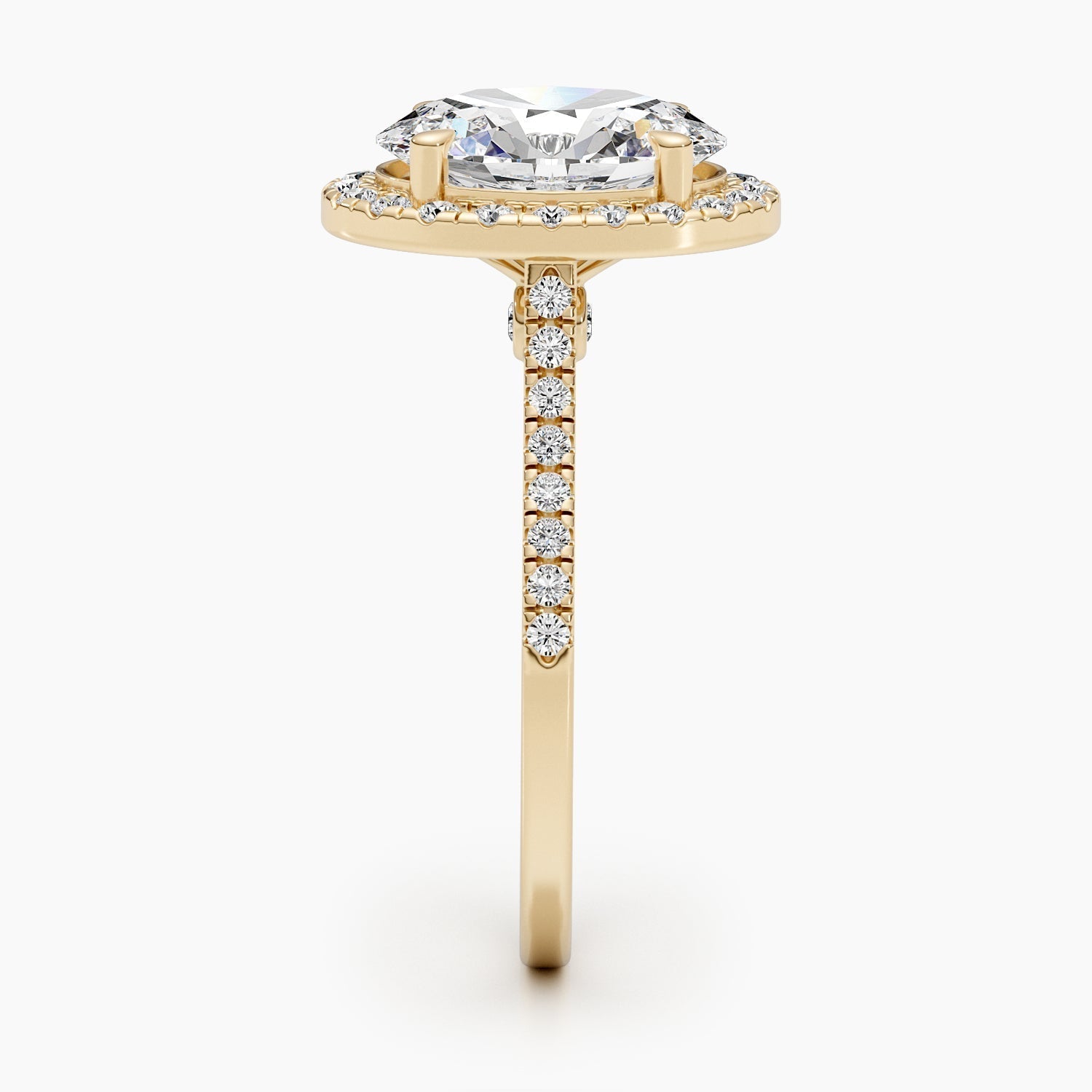 The Halo Glow Ring - Oval Halo Pave Diamond Ring