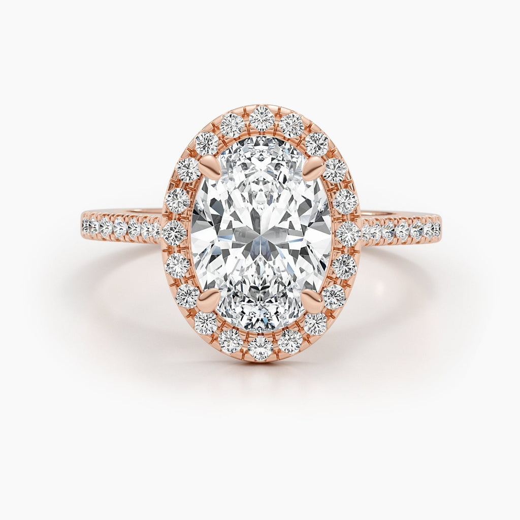 The Halo Glow Ring - Oval Halo Pave Diamond Ring