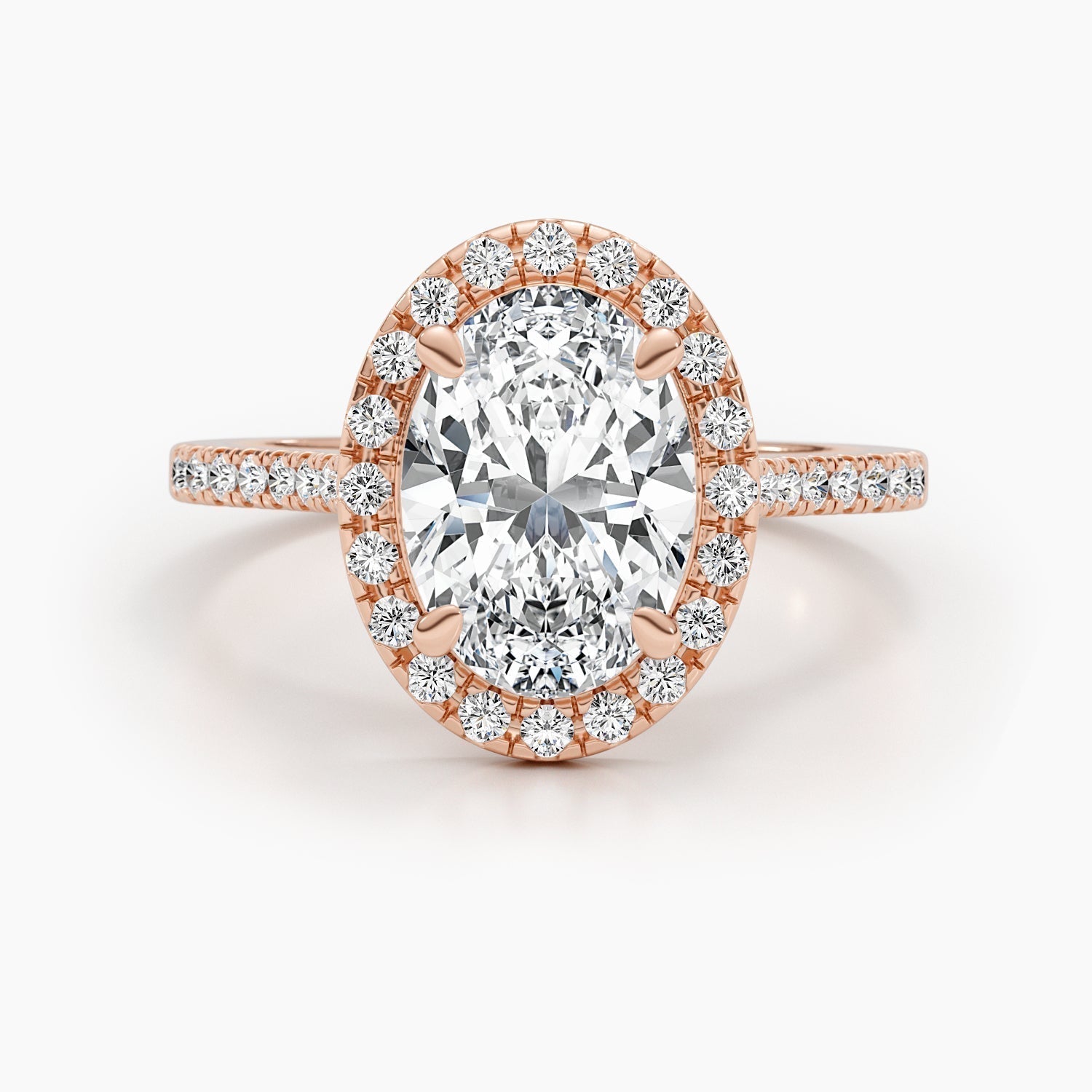 The Halo Glow Ring - Oval Halo Pave Diamond Ring