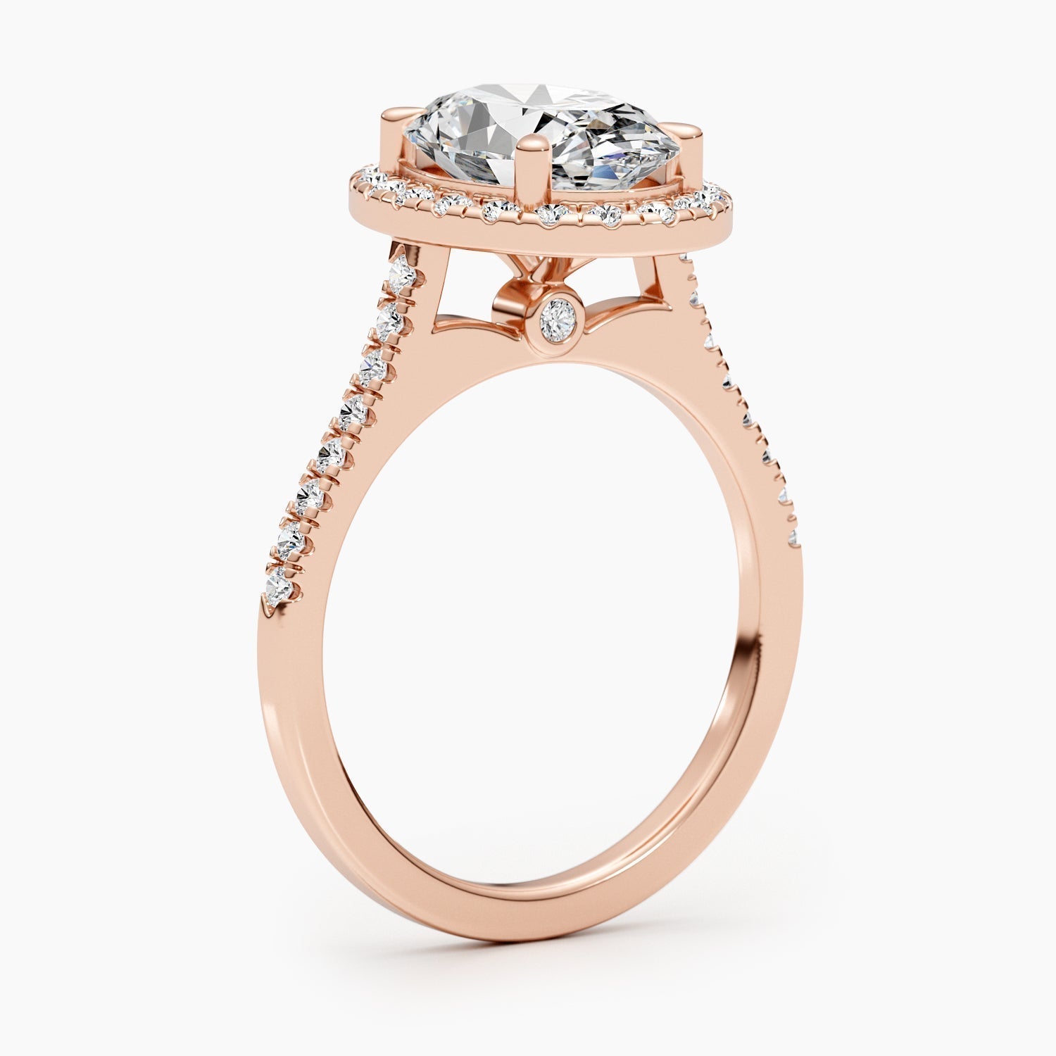 The Halo Glow Ring - Oval Halo Pave Diamond Ring