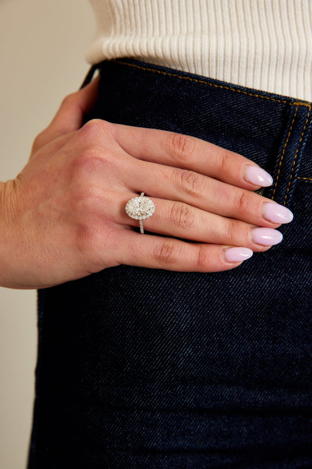 The Halo Glow Ring - Oval Halo Pave Diamond Ring