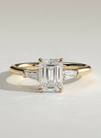 The Holly Ring - Emerald & Baguette Three Stone Ring