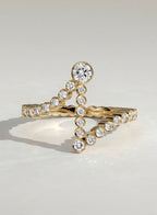 The I Initial Ring - Diamond Bezel Letter Ring