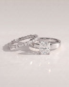 The Isadora Bridal Set - Radiant Cut Ring with Baguette Diamond Band