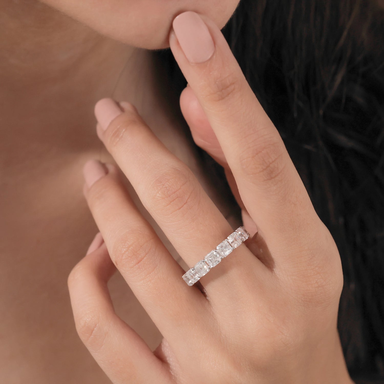 The Isolène Band - Asscher Cut Full Eternity Wedding Ring