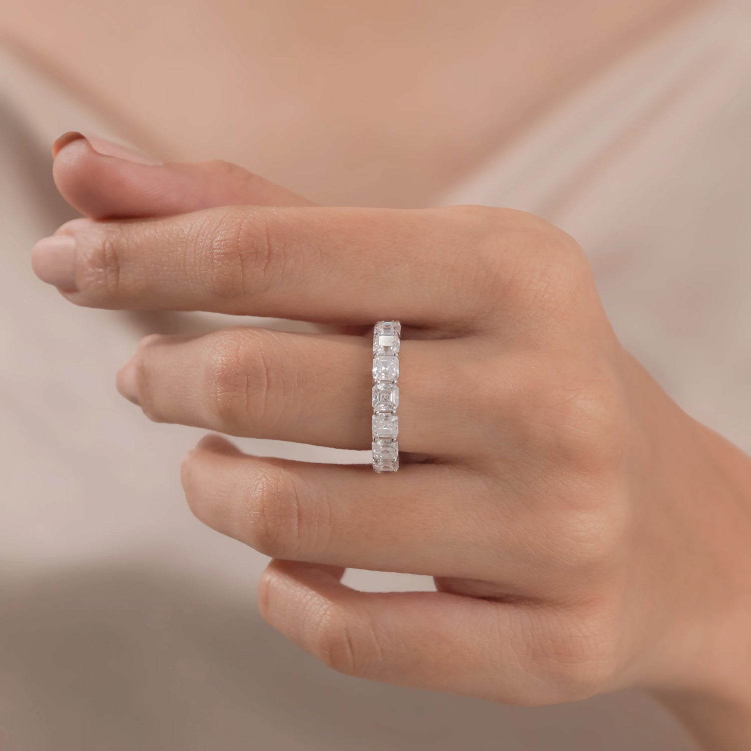 The Isolène Band - Asscher Cut Full Eternity Wedding Ring