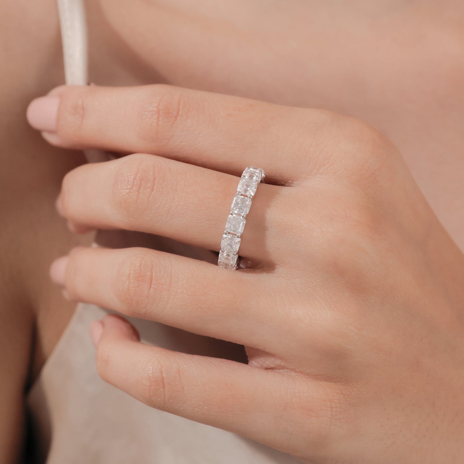 The Isolène Band - Asscher Cut Full Eternity Wedding Ring