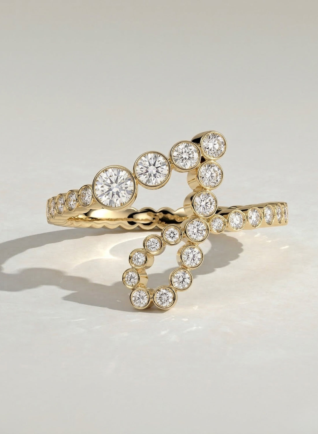 The J Initial Ring - Diamond Bezel Letter Ring