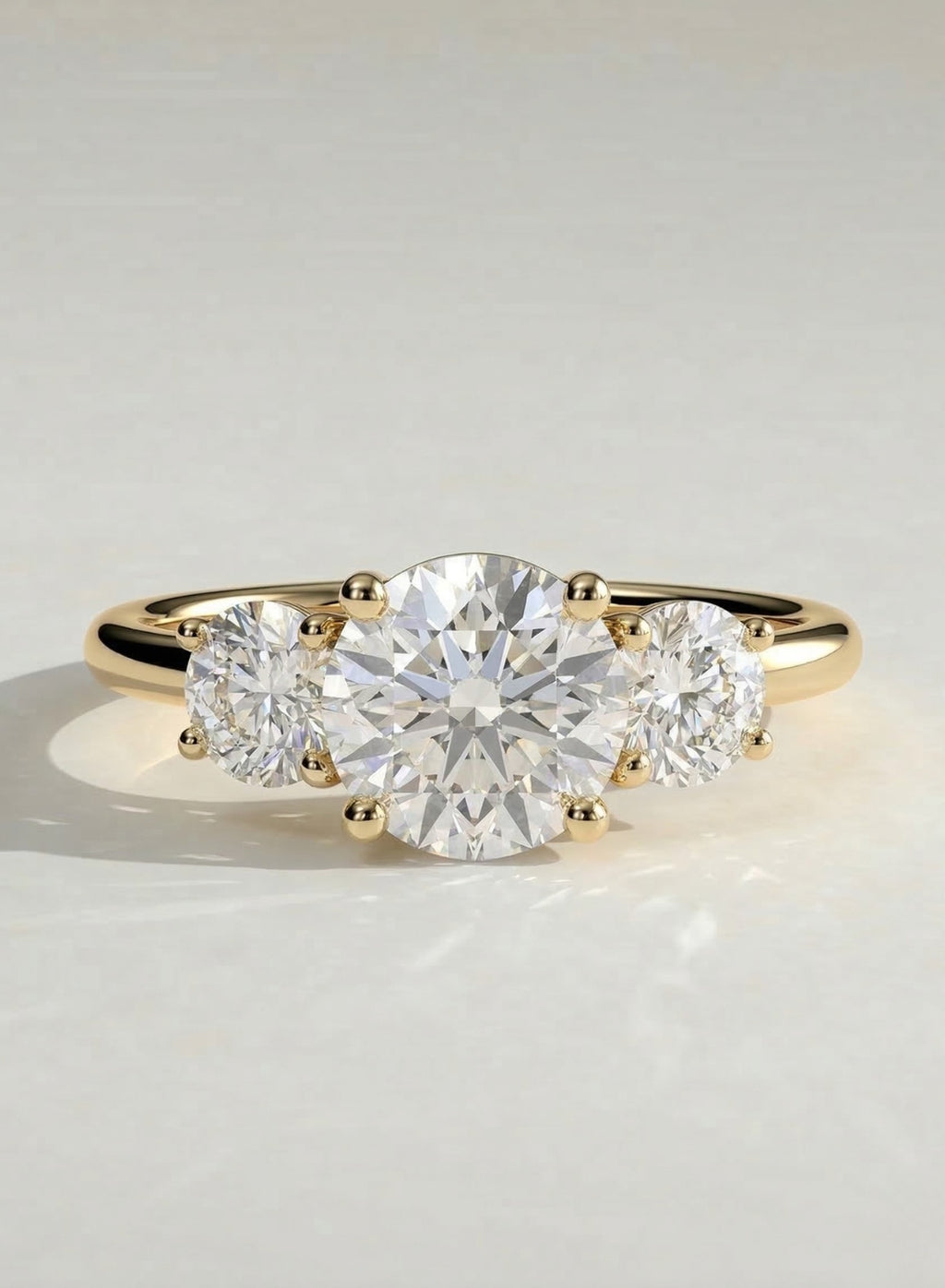 The Juliet Ring - Round Three Stone Diamond Engagement Ring