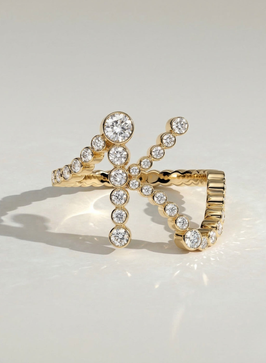 The K Initial Ring - Diamond Bezel Letter Ring