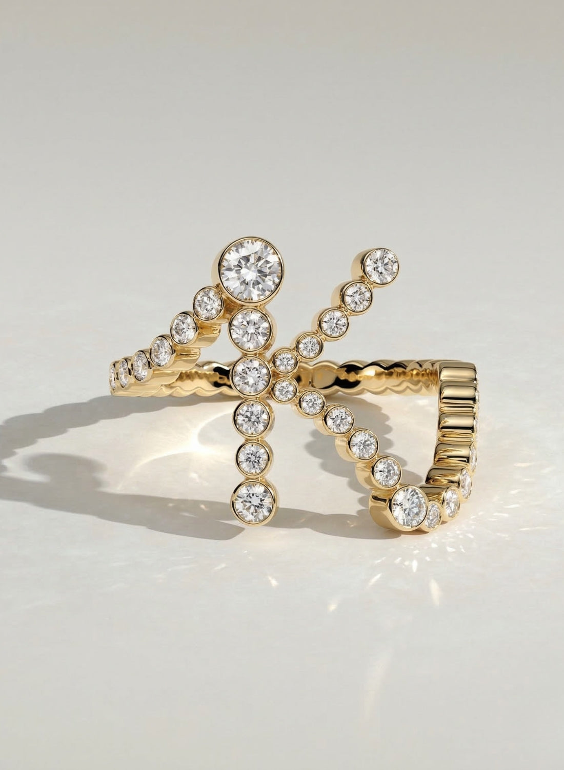 The K Initial Ring - Diamond Bezel Letter Ring