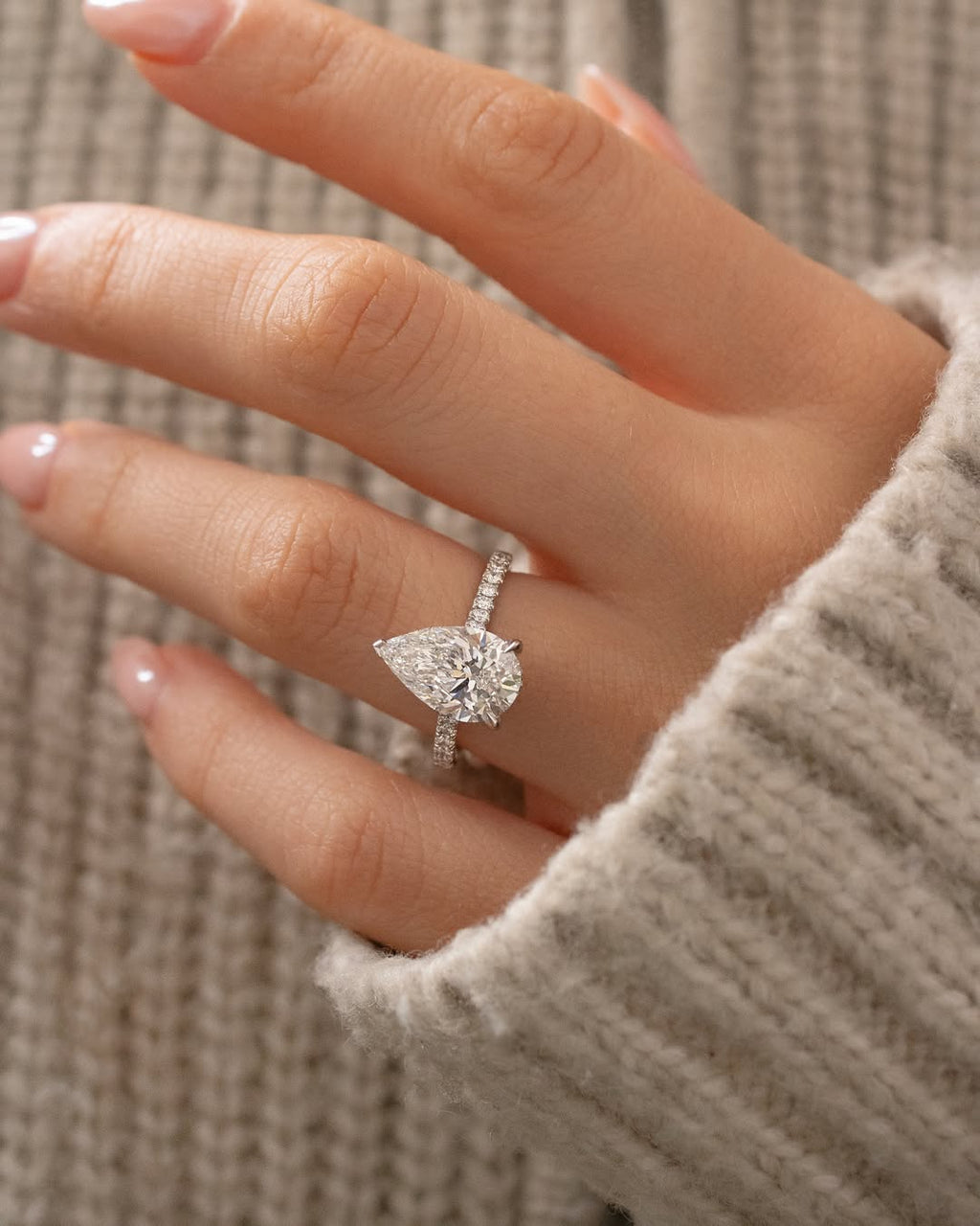 The Lightfall Ring - Pear Diamond Pave Engagement Ring