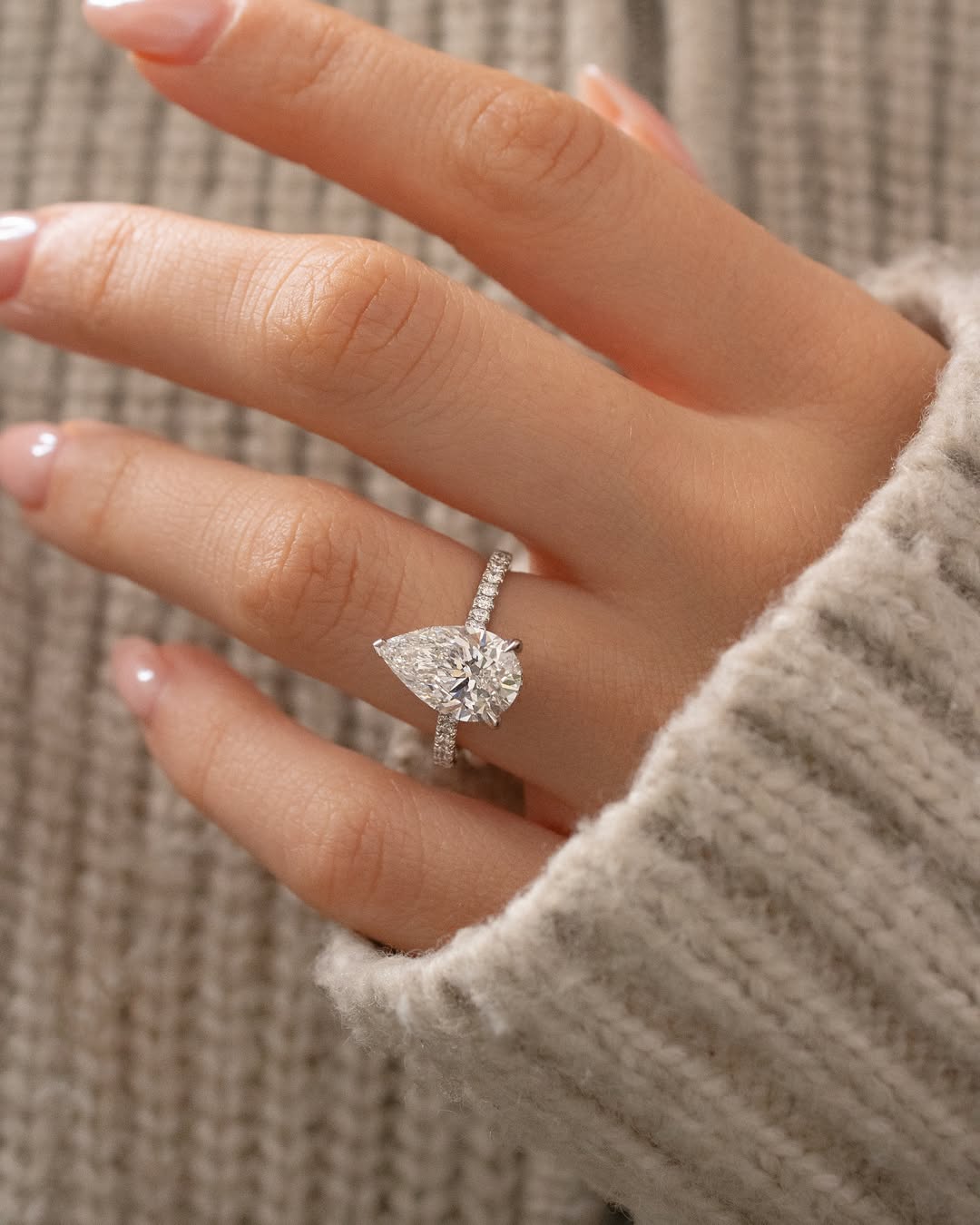 The Lightfall Ring - Pear Diamond Pave Engagement Ring