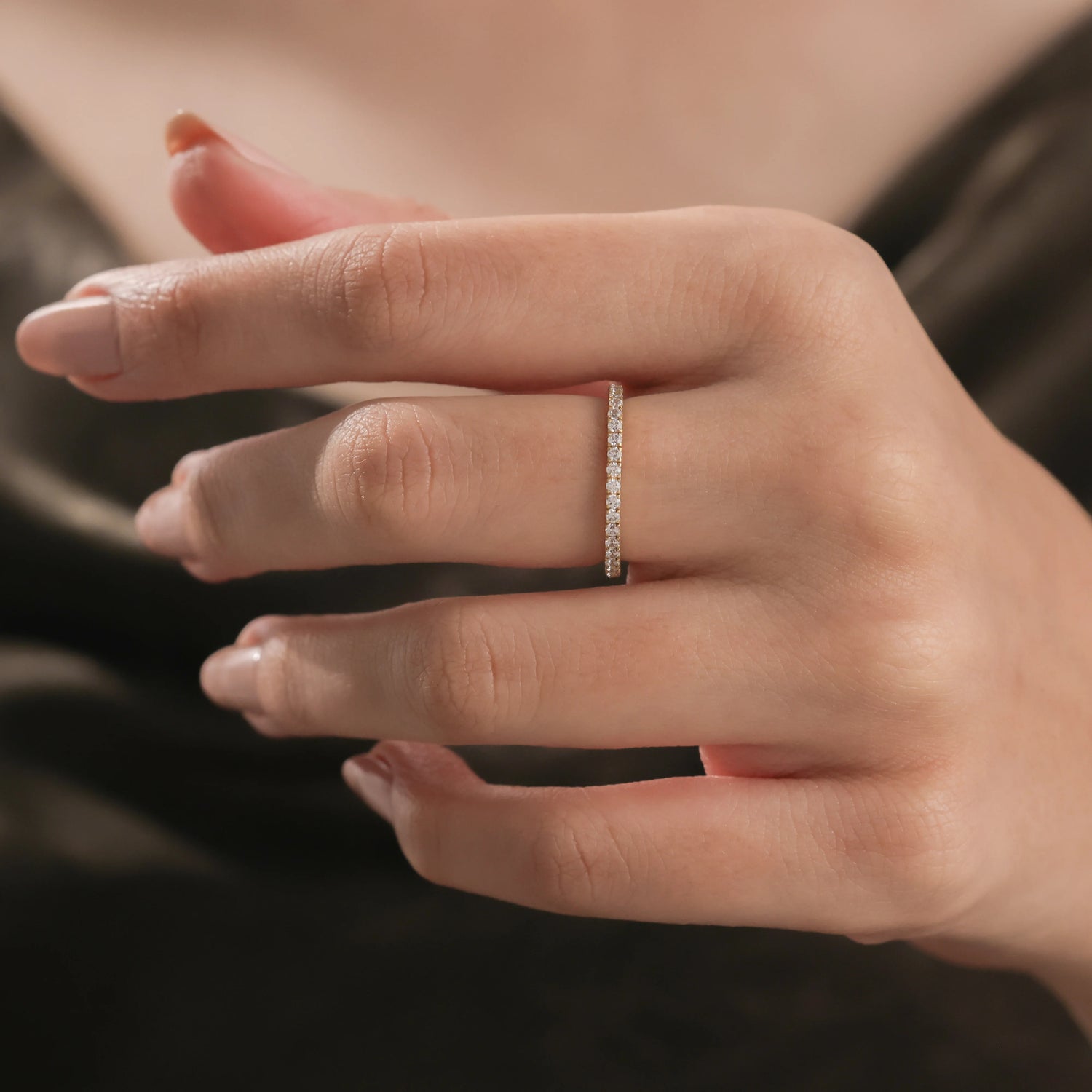 The Liora Band - Full Eternity Micro-Pavé Ring in Silver