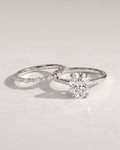 The Liora Bridal Set - Oval Diamond Ring with Marquise Leaf Wedding Band