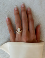The Marielle Bridal Set - Marquise Diamond Ring with Wave Contour Band