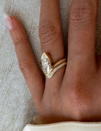 The Marielle Bridal Set - Marquise Diamond Ring with Wave Contour Band