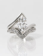 The Marielle Bridal Set - Marquise Diamond Ring with Wave Contour Band