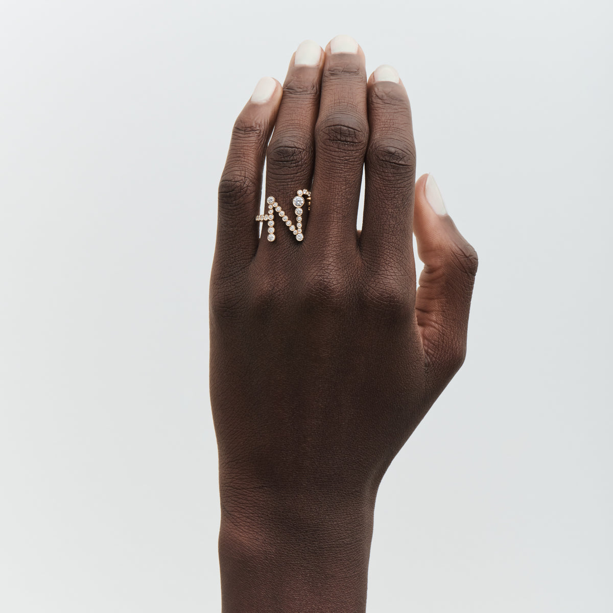 The N Initial Ring - Diamond Bezel Letter Ring