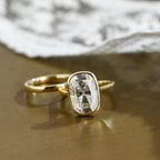 The Noelle Bridal Set - Bezel Cushion Engagement Ring with Wedding Band