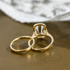 The Noelle Bridal Set - Bezel Cushion Engagement Ring with Wedding Band