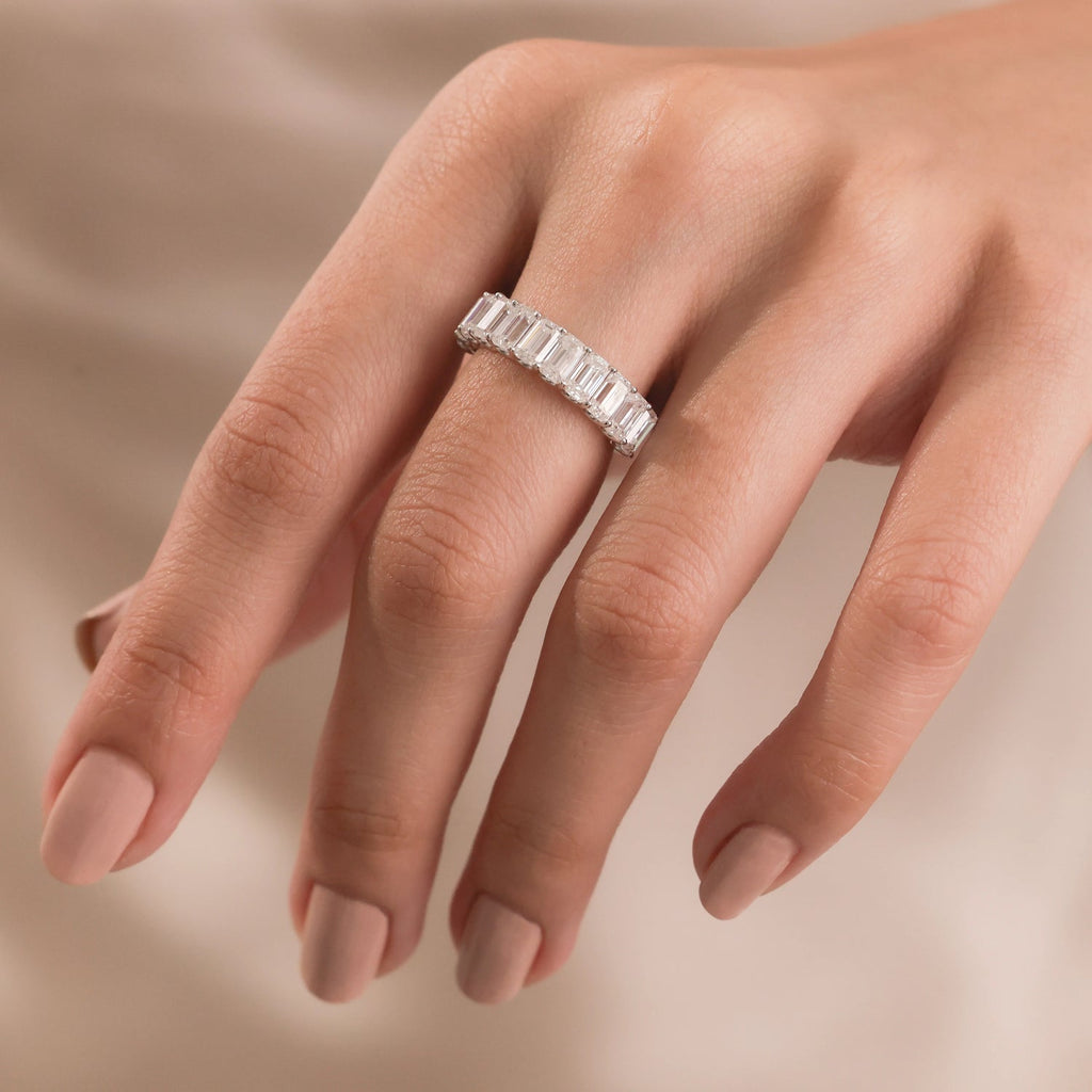 The Odienne Band - Emerald Diamond Half Eternity Wedding Band