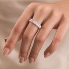 The Odienne Band - Emerald Diamond Half Eternity Wedding Band