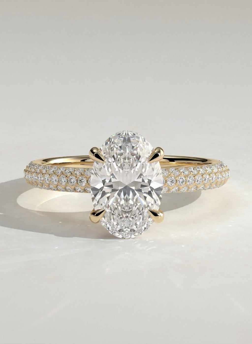 The Pave Bella - Oval Triple Row Pave Hidden Halo Ring