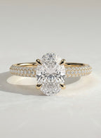 The Pave Bella - Oval Triple Row Pave Hidden Halo Ring
