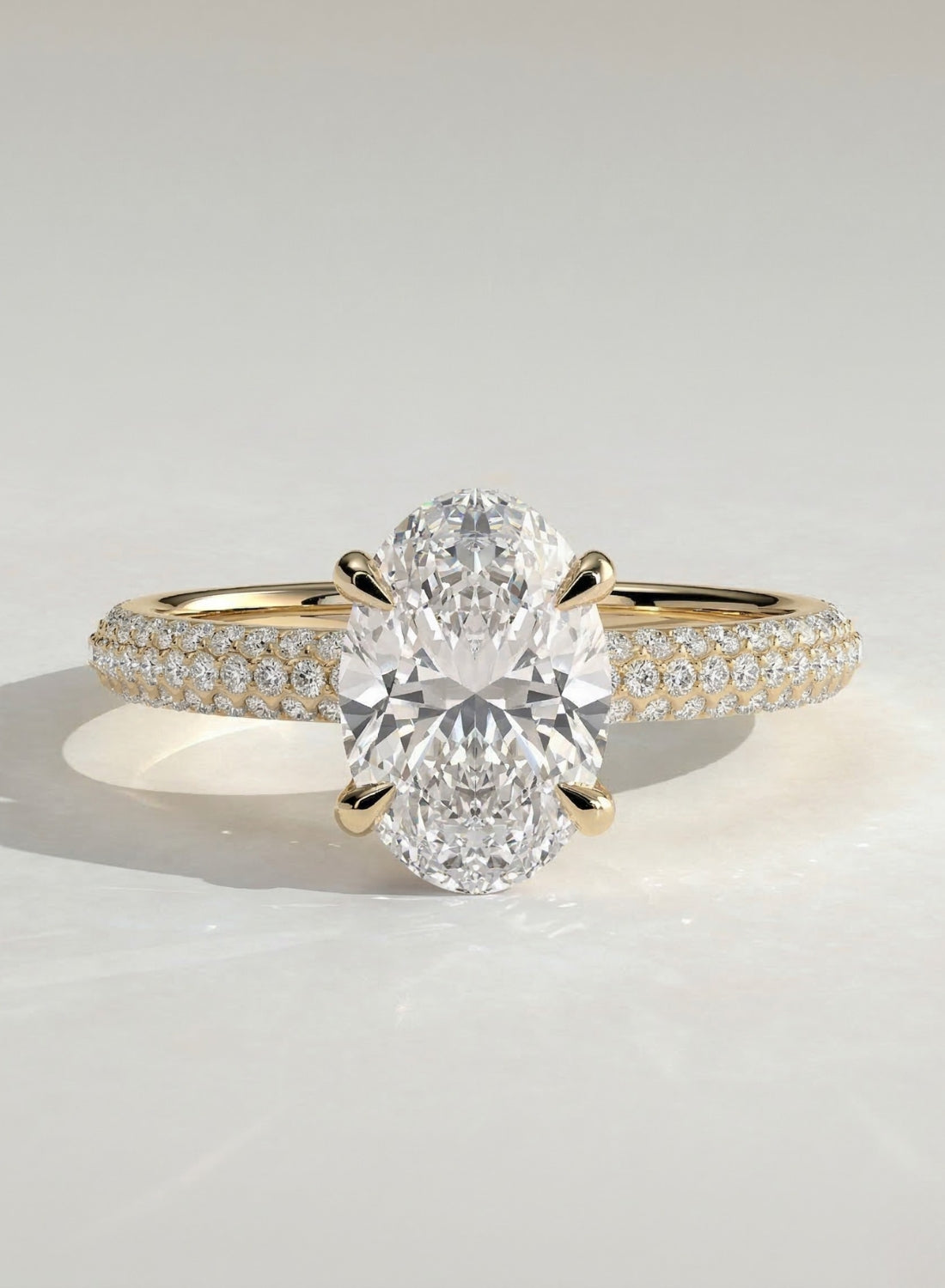 The Pave Bella - Oval Triple Row Pave Hidden Halo Ring