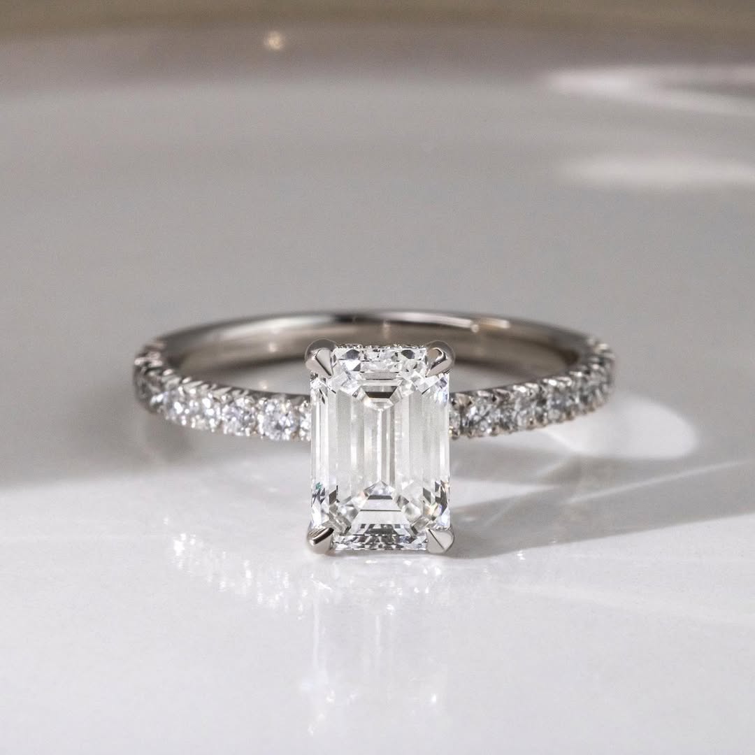 The Pave Chloe - Hidden Halo Diamond Ring With Pave Band