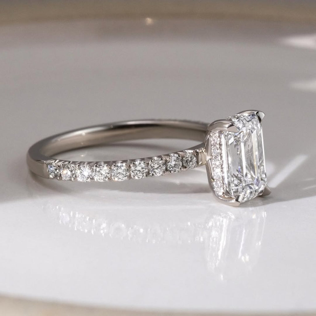 The Pave Chloe - Hidden Halo Diamond Ring With Pave Band